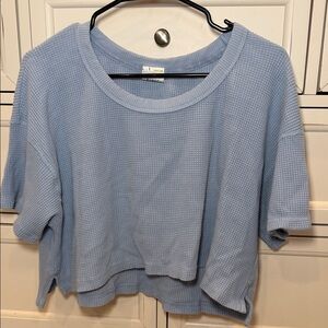aerie Light Blue Waffle Crop Top